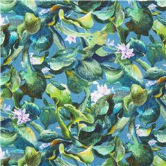 Gentle Giants Water Hyacinth Purple Flowers Fabric by Elizabeth's Studio