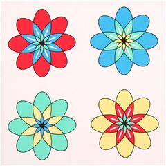 Tissu blanc, fleurs jaunes, rouges, vertes, bleues Summer Lovin Panel Tissu par Michael Miller