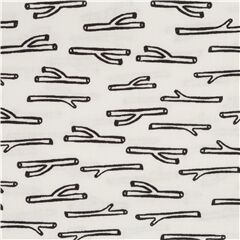 Tela blanca del bosque con le�a ramas ilustraci�n en algod�n EE. UU. Tela de Dear Stella