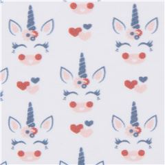 Faccia Di Unicorno Carina Con Cuori Stretch Tessuto di Copenhagen Print Factory