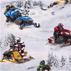 In Motion Winter Sports Snow Mobiles Fabric by Elizabeth's Studio
