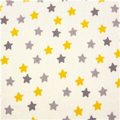 Tela estrellas amarillas y grises algod�n gris claro EE. UU. Tela de Michael Miller
