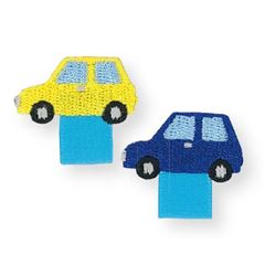 toppa iron-on automobile gialla blu 2 pezzi di Japanese Indie