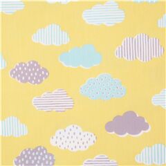 Tela lona algod�n japonesa amarilla nube gris rosa lluvia Tela de Japanese Indie