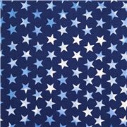 Tela algod&oacute;n azul marino USA con estrellas blancas y azules