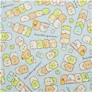 tessuto blu cotone oxford Kokka Sumikkogurashi in fila Ritagli