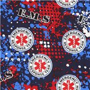Tela servicio urgencias algod&oacute;n azul rojo negro estrellas de la vida