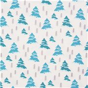 Tela de invierno &aacute;rboles Navidad con nieve blanca