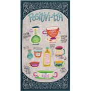 Tela con panel inspiraci&oacute;n en hora del t&eacute; tazas texto de colores
