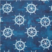 Tela de algod&oacute;n azul oscuro con tim&oacute;n blanco