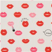 Tela crema claro de Jap&oacute;n con labios y pintalabios