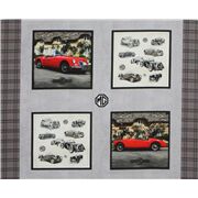 MG tela con panel de coches antiguos Retazo