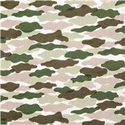 tela de camuflaje verde y marr&oacute;n estampado militar en algod&oacute;n