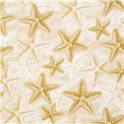 Tela de naturaleza con estrellas de mar desordenadas en arena algod&oacute;n EE. UU.