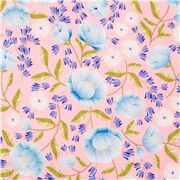 Tela rosa de USA digital dise&ntilde;o floral azul peon&iacute;a campanilla