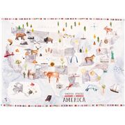 Tela con panel de mapa Estados Unidos ilustraci&oacute;n multicolor