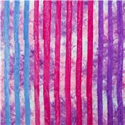 Tela batik de rayas sarong artesanal en algod&oacute;n p&uacute;rpura rosa azul deste&ntilde;ido