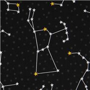 Tela negra espacial con constelaciones estrellas