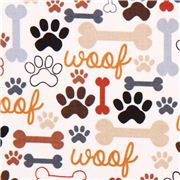 Tessuto crema ossi cani marroni Timeless Treasures Ritagli