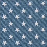 tela azul oscuro de gasa doble estilo denim con estrellas blancas