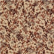 Tela camuflaje pixel digital caqui marr&oacute;n algod&oacute;n