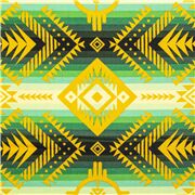 Tela de rayas y motivos geom&eacute;tricos inspiraci&oacute;n serape Tucson verde amarillo