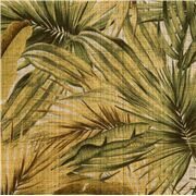 Tela dobby japonesa con textura hoja planta tropical palma verde