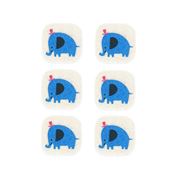 Parche termoadhesivo crema claro cuadrado elefante azul 6 unidades