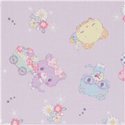 Tela oxford violeta claro con gatos Mewkledreamy