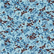 Tela algod&oacute;n camuflaje pixel digital azul marino