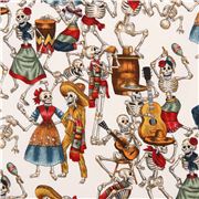 Tela blanco roto calavera Alexander Henry fiesta baile de esqueletos