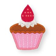 Parche termoadhesivo de cupcake rosa con fresa 1 unidad