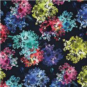 Regenbogen Blumen marineblau Robert Kaufman Baumwolle Batist Restst&Atilde;&OElig;ck