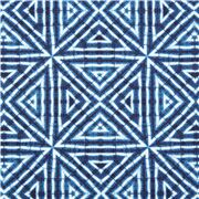 Tela batik dise&ntilde;o geom&eacute;trico simetr&iacute;a azul tri&aacute;ngulo cuadrado