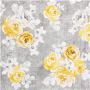 Tela lluvia de rosas amarillas ramo pintura acuarela en gris
