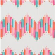 Tela blanca con zig-zag de l&aacute;pices de colores