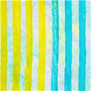 Tela de rayas amarillo verde azul algod&oacute;n sarong batik artesanal despintado
