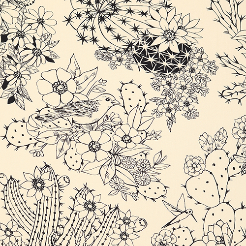 Hacienda Cactus Papillon et Libellule Illustrs Tissu par Alexander Henry