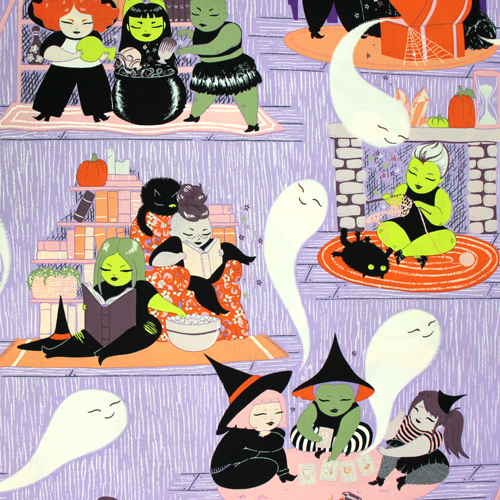 Belinda's Brownstone Spooky Witch Friendship Fabric by Alexander Henry