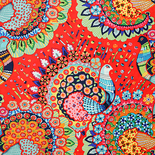 El Pollo Folklorico Poulet Tissu par Alexander Henry