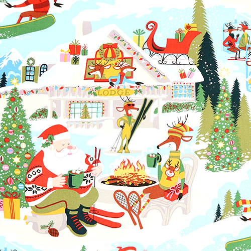 Le Pre Nol  la Loge Yuletide pendant Nol Tissu par Alexander Henry