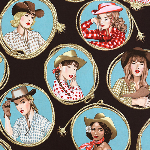 Fille Cowgirl Campagne Lasso Cadre Tissu