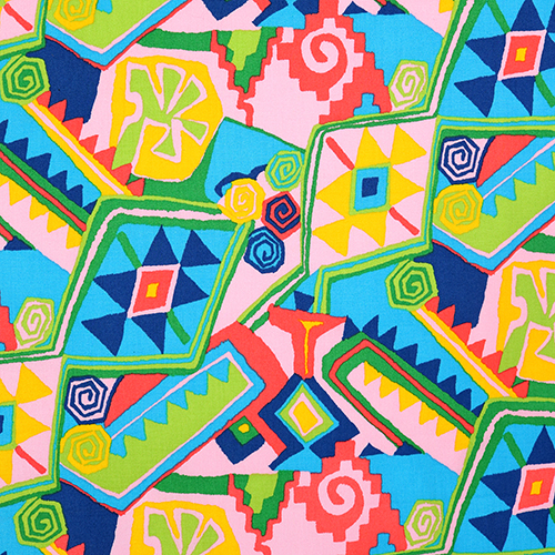 Aztekischer Folklore In Blau Stoff von Alexander Henry