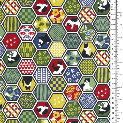 Chat Hexagone Motif Japonais 1