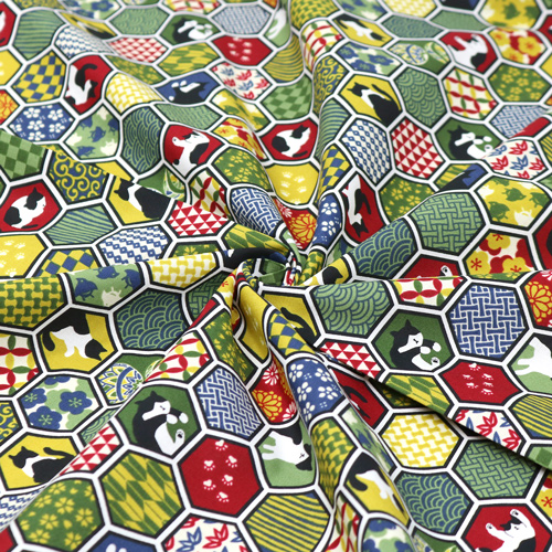 Chat Hexagone Motif Japonais 2