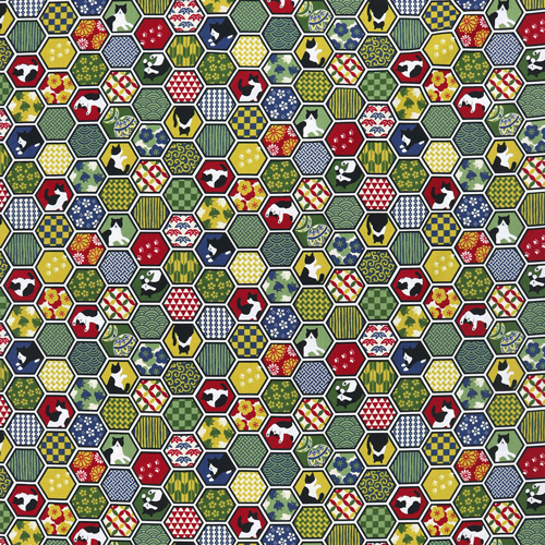 Chat Hexagone Motif Japonais 4