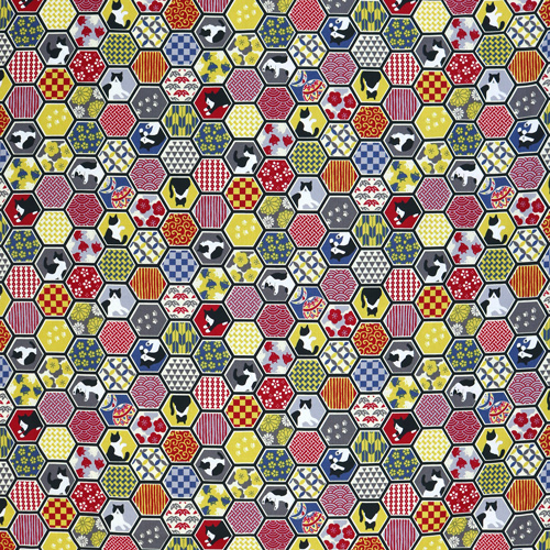 Chat Hexagone Motif Japonais 4