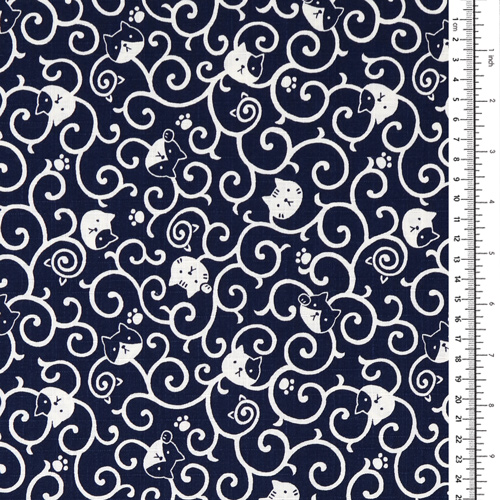 Cat Swirling Karakusa Traditional Furoshiki 1