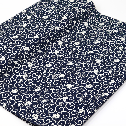 Cat Swirling Karakusa Traditional Furoshiki 3
