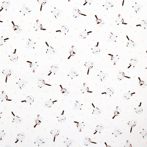 White Fluffy Shimaenaga Birds Polka Dots